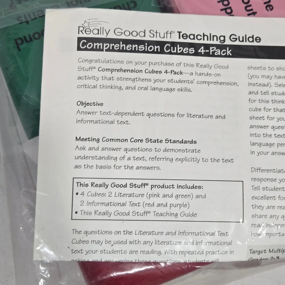 Really Good Stuff Comprehension Cubes 4-Pack Educational Foam Dice Grades 2-3